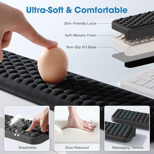 MEKASS L-Shaped Desk Elbow Pad for Desk, Memory Foam Elbow Support Padding with Non-Slip, Ergonomic Desk Edge Cushion, Wrist Comfort Support for Office Home 2 Pcs (Hexagon Black)