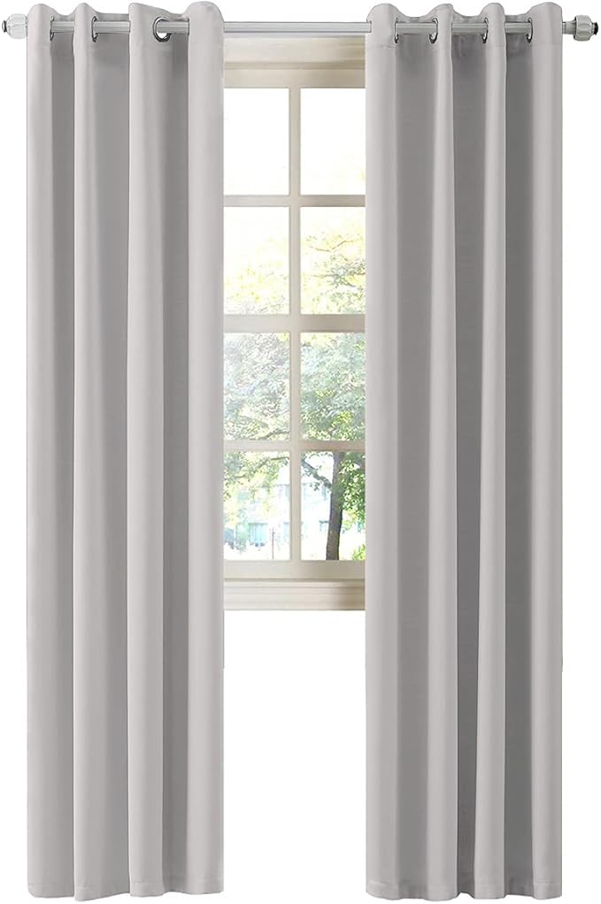 LA PALMA Thermal Insulated Blackout Darkening Grommet Living Room Curtains Window Drapes for Bedroom Pack of 2 Panels