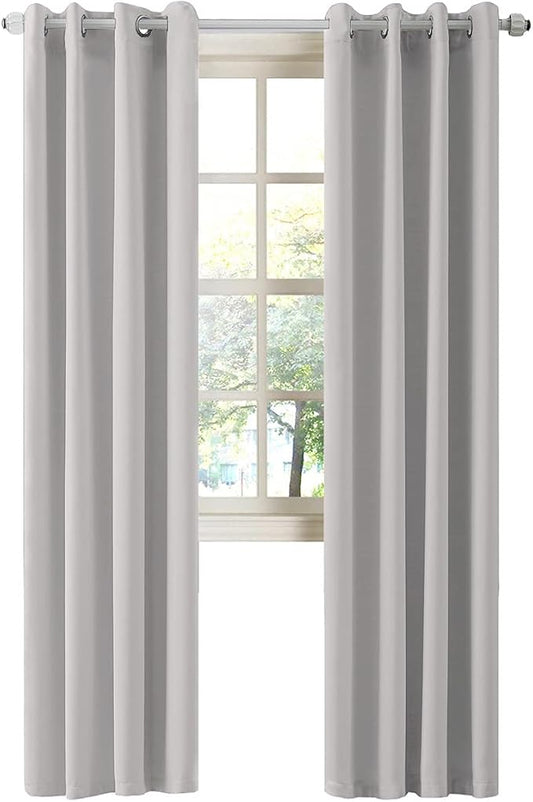 LA PALMA Thermal Insulated Blackout Darkening Grommet Living Room Curtains Window Drapes for Bedroom Pack of 2 Panels