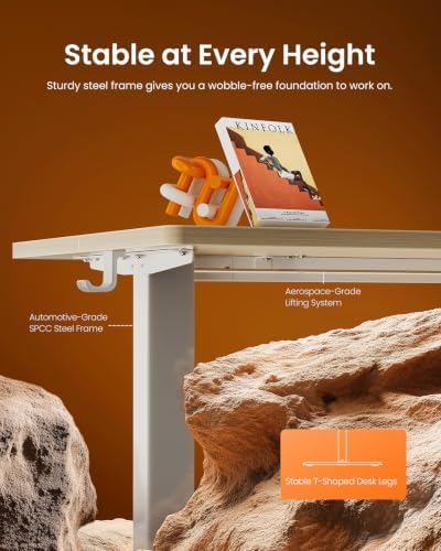 ErGear Height Adjustable Electric Standing Desk, 44 x 24 Inches Sit Stand up Desk, Memory Computer Home Office Desk, Natural