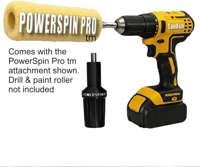 PowerSpin Pro™ 30 Second Paint Roller Cleaner & Spinner - Drill Powered Centrifugal Washer for Fast Cleanup & Reuse - Fits 1/4" to 1/2" Drills - Professional Painting Tool