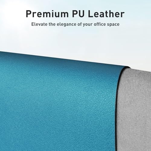 Aothia Faux Leather Desk Mat - Non-Slip PU Leather Desk Blotter, Waterproof Writing Surface, Large Desk Pad for Office & Home (Turquoise, 55" x 24")