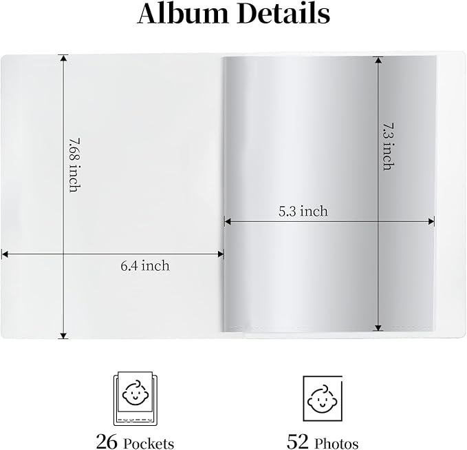 Vienrose Small Photo Album 6-Pack 5 x 7 Photo Book Album, Each Picture Book Holds 52 Photos Mini Photo Book with Customizable Cover, Postcard Album, Baby Photo Albums (Black)