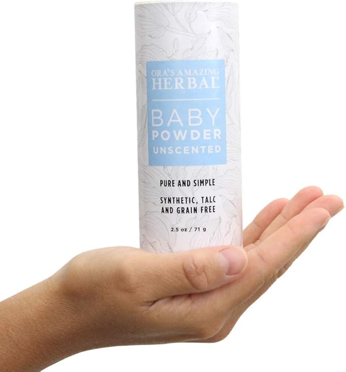 Ora's Amazing Herbal Talc Free Baby Powder, Cornstarch Free, Unscented Fragrance Free Arrowroot Powder