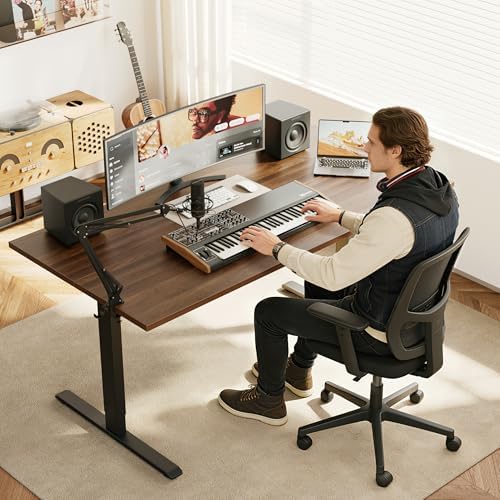 Agilestic 63*28 Inch Height Adjustable Electric Standing Desk, Dark Walnut