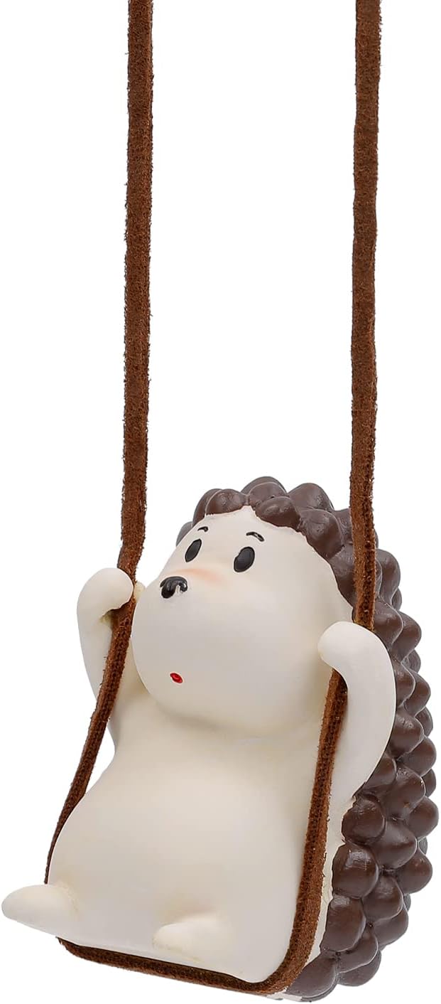 YGMONER Cute Swinging Hedgehog Car Rear View Mirror Hanging Accessories Funny Car Interior Decor Gifts for Women Men (Hedgehog)