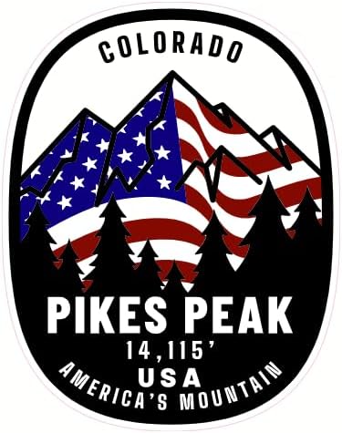 U.S. Custom Stickers Pikes Peak America’s Mountain Decal – Colorado Scenic Vinyl Sticker for Cars, Trucks, Windows & Travel Gear – Weather-Ready Glossy Outdoor Graphic 4 Inch (4 Pack)