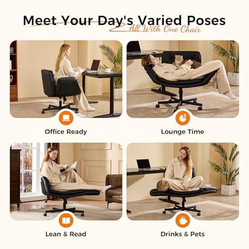 amseatec Criss Cross Office Chair, Swivel Makeup Vanity Chair with Wheels