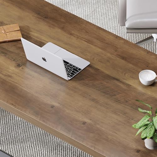LVB 60 Inch Computer Office Desk Metal & Wood Writing Desks Rustic Oak
