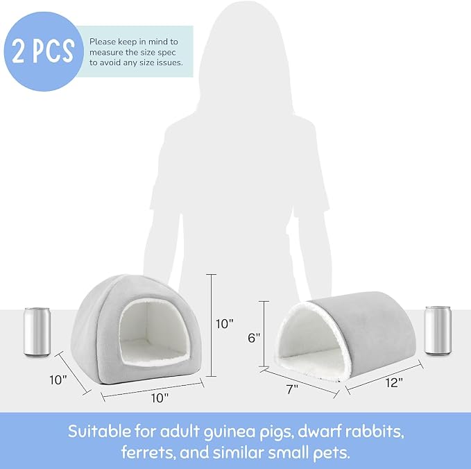 Guinea Pig Hideout & Tunnel Set, Soft Plush Washable Pet Bed | Ideal for Resting, Hiding & Exercising, Fits Guinea Pigs Dwarf Rabbits Ferrets Small Animals, Easy to Clean