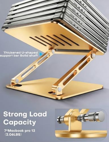 LOXP Aluminum Laptop Stand, Adjustable Laptop Stand for Desk Portable -Gold