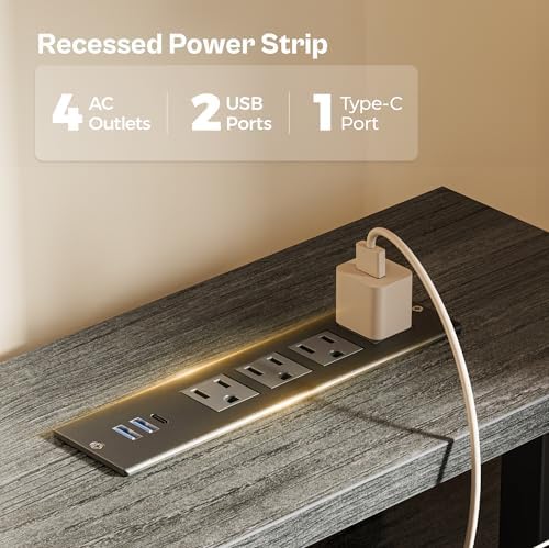 Huuger 47 inch Computer Desk with Power Outlets & 4 Drawers