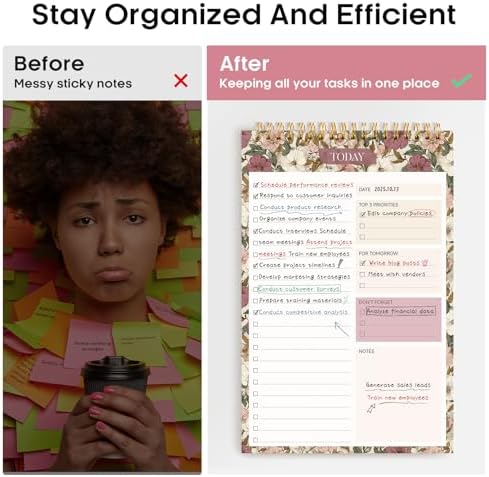 Taja To Do List Notepad, Undated Daily Planner for Work and Goal Setting