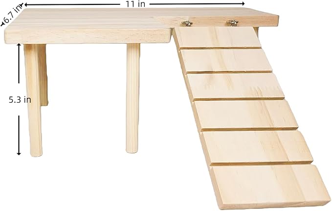 Wooden Hamster Platform for Hamster Cage Accessories Climbing Toys Dwarf Syrian Hamster Gerbil Rat Mice Degus or Other Small Pets (Rectangle)
