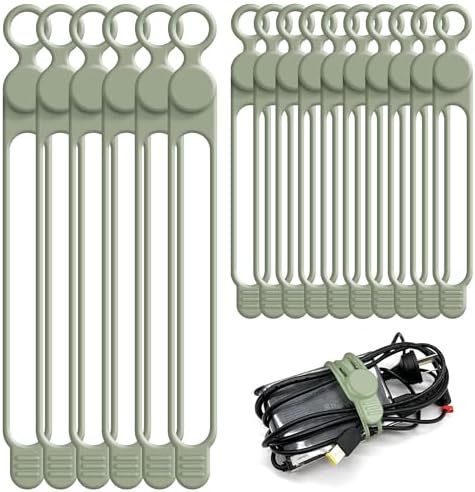 Silicone Cable Ties, Cord Organizer Cable Management,2Sizes-Green