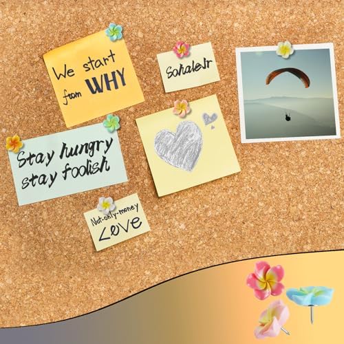 30pcs Flower Cabochons Flatback Plumeria Flower Push Pins in 7 Colors Cute Office Decor for Women Cork Board Bulletin Board, Photos Wall Maps and Other Offices Schools Supplies Christmas Decoration
