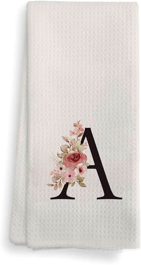 Kitchen Towel, Personalized Gifts Mode Monogram Letter A Kitchen Towels for Kitchen Dinning Bathroom, Christmas Birthday Gifts for Women, Kitchen Towels and Dishcloths Sets 16×24 Inches
