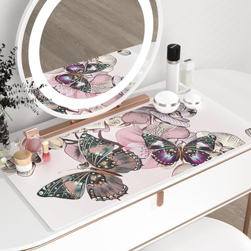 QiyI PU Leather Large Mouse Pad, Office Decor, 31.5" x 15.7", Butterflies