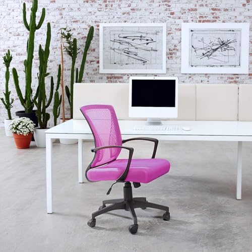 Furmax Office Chair Ergonomic Computer Desk Mesh Chair Mid Back Swivel Lumbar Support with Armrest (2, Pink)