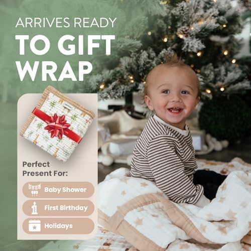 Organic Cotton Muslin Baby Blanket for Boys and Girls - Luxurious Soft Toddler Quilt for Swaddling - Gender Neutral Blanket - Baby and Toddler Gift - Pastel Floral