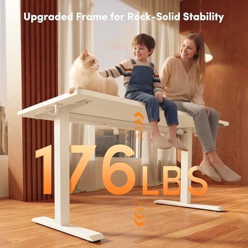 FEZIBO Standing Desk 63 × 28 Inch Electric Height Adjustable, White