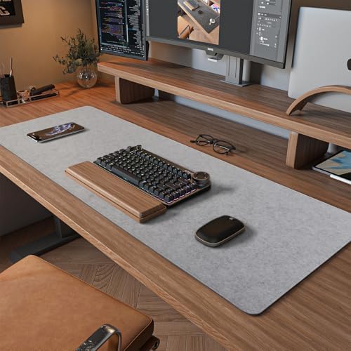 DAWNTREES Felt Desk Pad, Large Felt Mouse Pad and Keyboard Mat, 36" x 12"