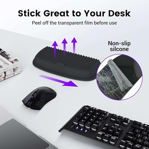MEKASS Elbow Pad for Desk, Large Size Memory Foam Elbow Rest Padding with Non-Slip, Ergonomic Desk Edge Cushion, Armrest Pad Wrist Rest Comfort Support for Office Home (2 Pcs Black)