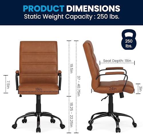 Flash Furniture Mid-Back LeatherSoft Executive Office Chair, Brown/Black