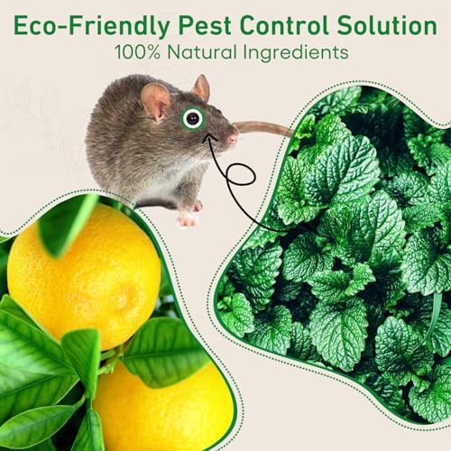 Pest Rodent Repellent, 48 Pack Peppermint Oil Repellent for Mouse Rats Spider Roach Ant Squirrel Pest Control Indoor & Outdoor, Natural Mice Deterrent Replace Trap Poisoning Family & Pet Safe Green