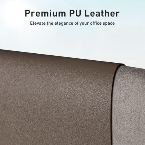 Aothia Faux Leather Desk Mat - Large Mouse Pad, Non-Slip PU Leather Blotter, Waterproof Writing Surface for Office and Home (Coffee 55" x 24")