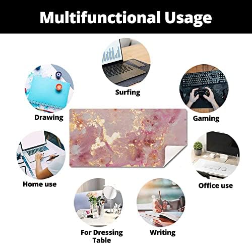 QiyI PU Leather Large Mouse Pad, Office Decor, 31.5" x 15.7", Rose Gold