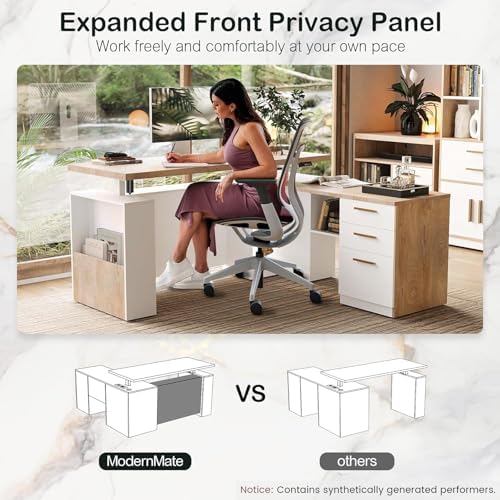 ModernMate 63" L Shaped Executive Standing Desk with 3 Drawers
