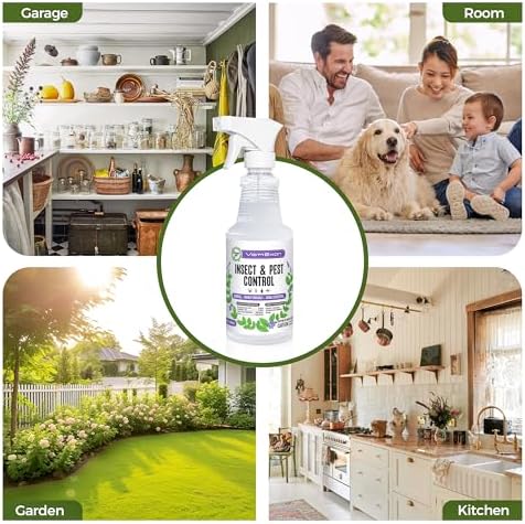 VermExon Peppermint Oil Insect & Pest Control Spray – 32oz Natural Plant-Based Bug Killer for Spiders, Ants, Flies, and Other Insects, Safe for Home & Kitchen Use