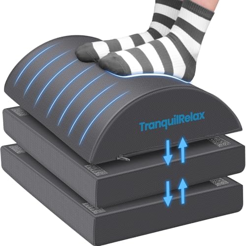 TranquilRelax Foot Rest Under Desk, 3-Height Adjustable Foot Stool, Gray
