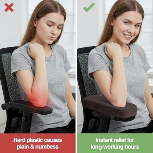 Smiry Memory Foam Office Chair Armrest Pads, Non-Slip Armrest Cushion