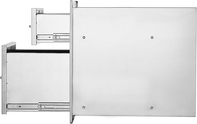 VEVOR Outdoor Kitchen Drawers 13" W x 20.5" H x 21" D, Flush Mount Double BBQ Access Drawers with Stainless Steel Handle, BBQ Island for Outdoor Kitchens or Patio Grill Station