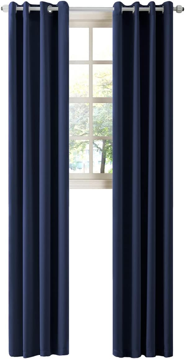 LA PALMA Thermal Insulated Blackout Darkening Grommet Living Room Curtains Window Drapes for Bedroom Pack of 2 Panels