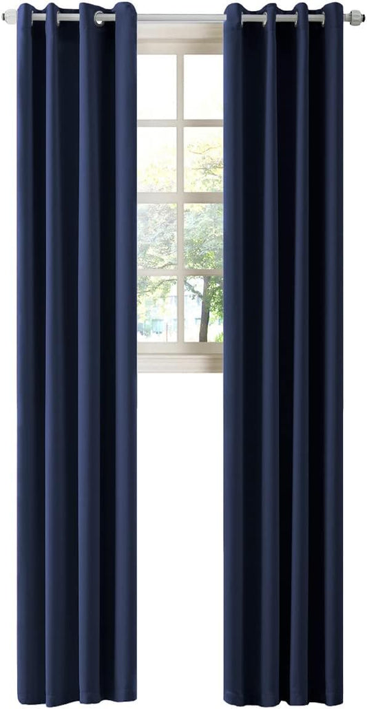 LA PALMA Thermal Insulated Blackout Darkening Grommet Living Room Curtains Window Drapes for Bedroom Pack of 2 Panels