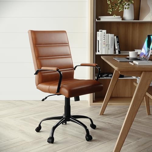 Flash Furniture Mid-Back LeatherSoft Executive Office Chair, Brown/Black