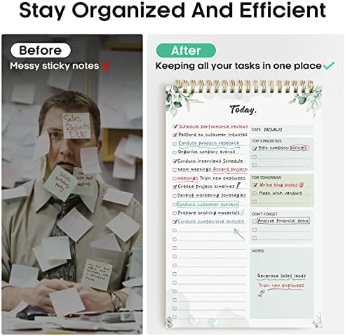 Taja To Do List Notepad, Undated Daily Planner for Work and Goal Setting