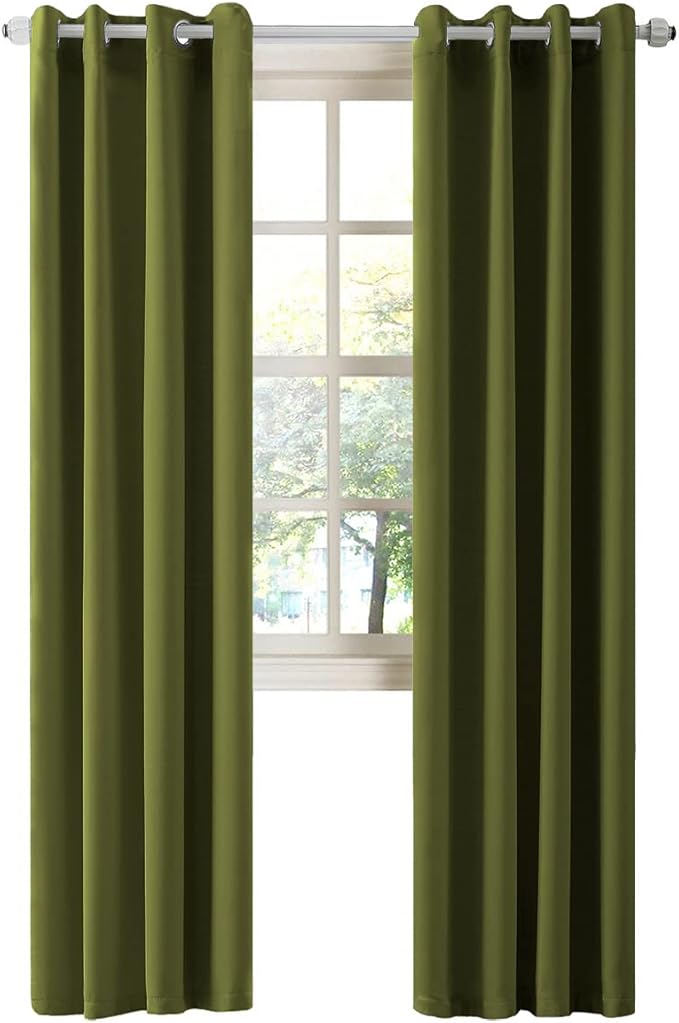 LA PALMA Thermal Insulated Blackout Darkening Grommet Living Room Curtains Window Drapes for Bedroom Pack of 2 Panels