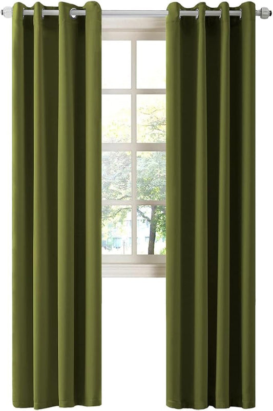 LA PALMA Thermal Insulated Blackout Darkening Grommet Living Room Curtains Window Drapes for Bedroom Pack of 2 Panels