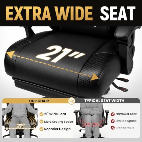 Video Gaming Chair for Adults with Footrest, Ergonomic Computer Chair,Black