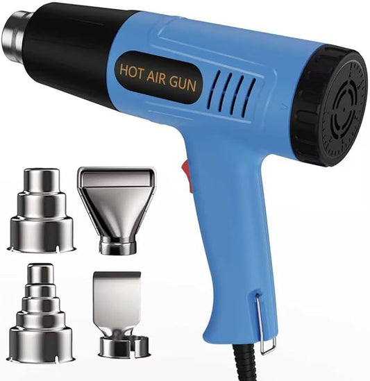 Adjustable Temperature Heat Gun 112 and 1202 ℉ Dual Temperature control fast heating Soldering Heat Guns, with 4 nozzle overload protection, suitable for shrink tubing, shrink packaging, candle making