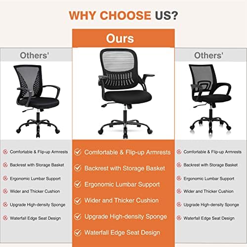 Sweetcrispy Computer Desk Chair, Swivel Task Chair with Lumbar Support
