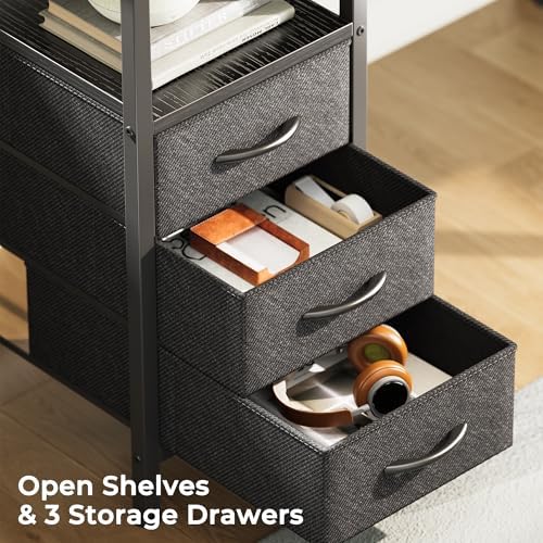 Huuger L Shaped Office Desk with Power Outlets & 3 Drawers