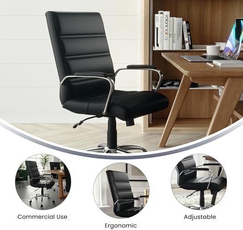 Flash Furniture Mid-Back Black LeatherSoft Executive Swivel Office Chair with Chrome Base and Arms