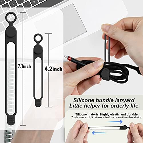 Silicone Cable Ties, Cord Organizer Cable Management,2Sizes-Black