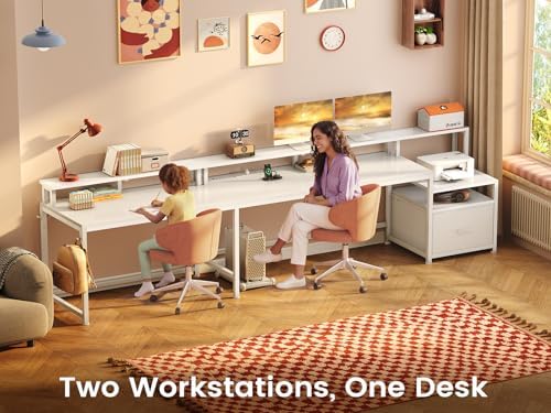 SEDETA 66" Reversible L Shaped Computer Desk with Power Outlet, File Drawer