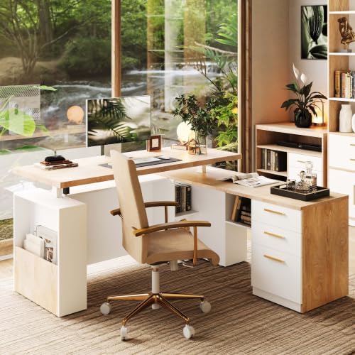 ModernMate 63" L Shaped Executive Standing Desk with 3 Drawers
